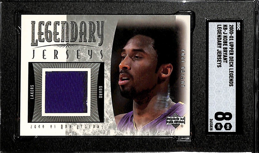 2000-01 Kobe Bryant Upper Deck Legends Legendary Jersey Card (SGC 8) & Legendary Floor Card (SGC 9)