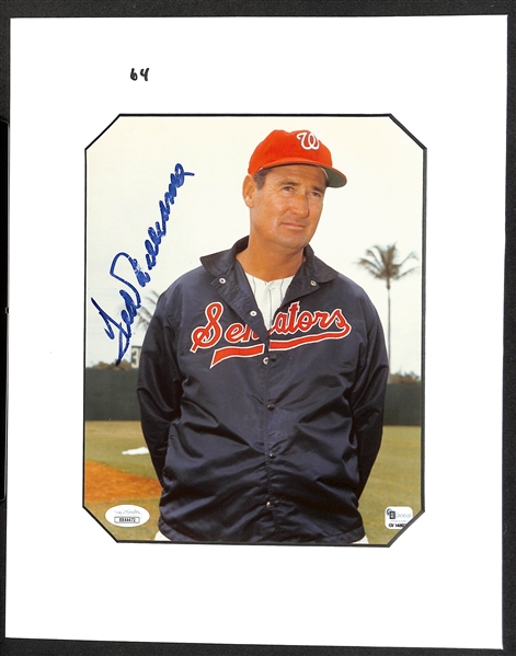 Ted Williams Color Autographed 8x10 Photo As a Washington Senators Mgr. (JSA LOA)