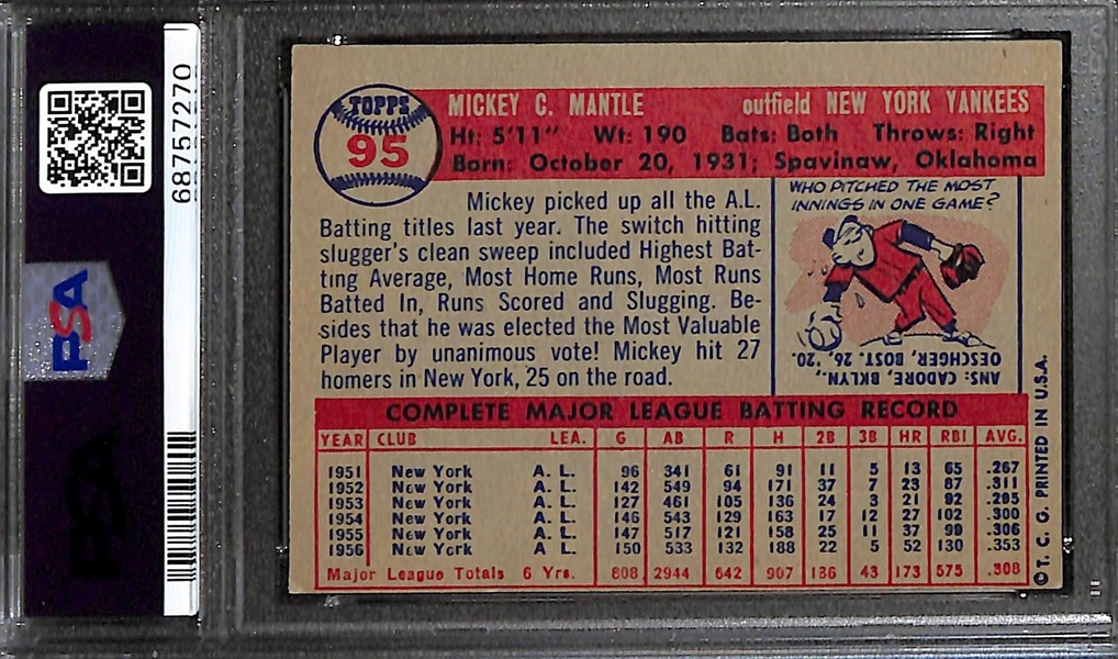 1957 Topps Mickey Mantle #95 Graded PSA 5