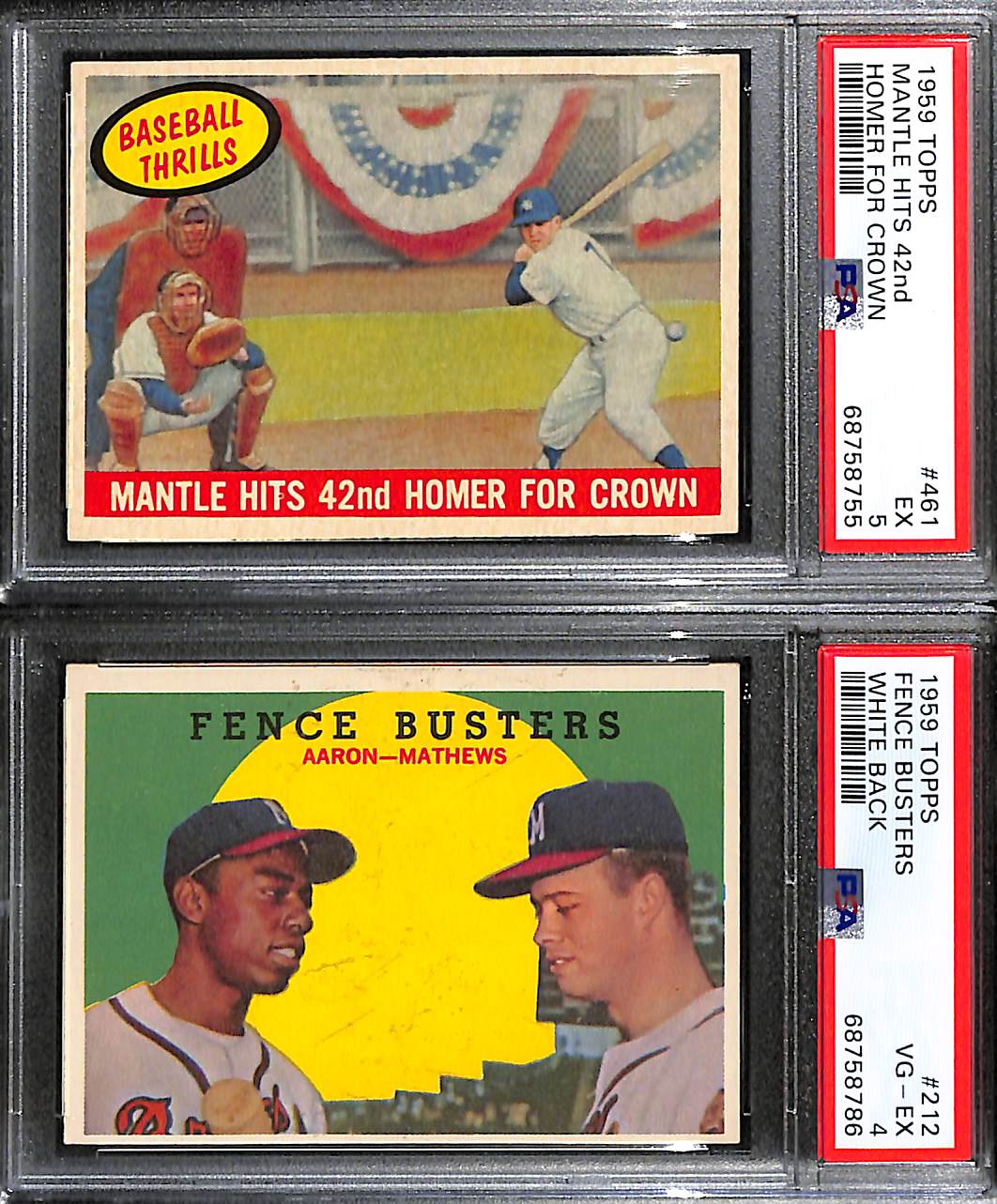 Lot Detail - (2) Graded 1959 Topps Cards - #461 Mickey Mantle Hits 42nd ...