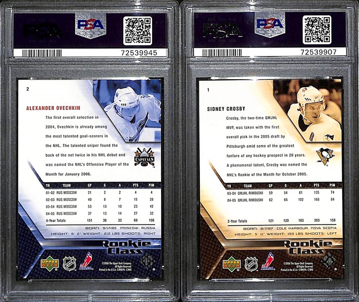 2005-06 Alex Ovechkin (#2) & Sidney Crosby (#1) Rookie Cards - Both Graded PSA 9 Mint