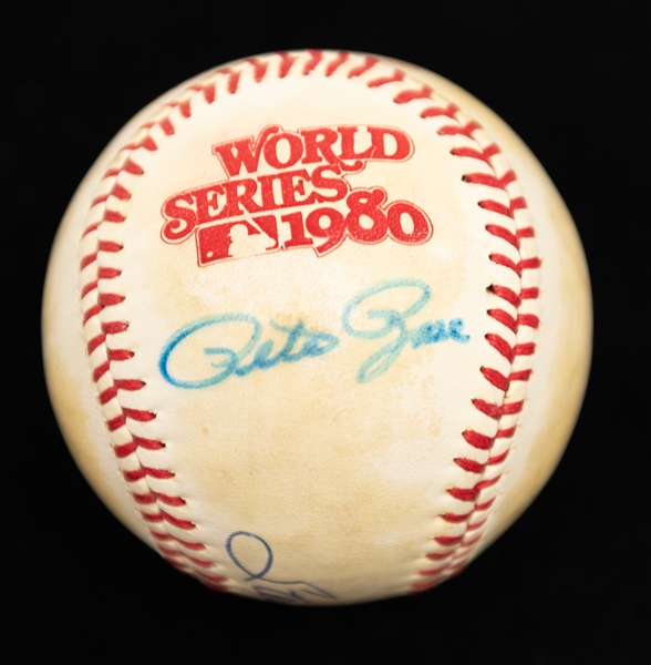 1980 World Series Baseball Autographed by Steve Carlton, Pete Rose and Mike Schmidt (JSA Auction Letter)