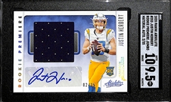 2020 Panini Absolute Justin Herbert Rookie Premiere Autograph Jersey Patch Graded SGC 9.5 (10 Auto) (#/35)