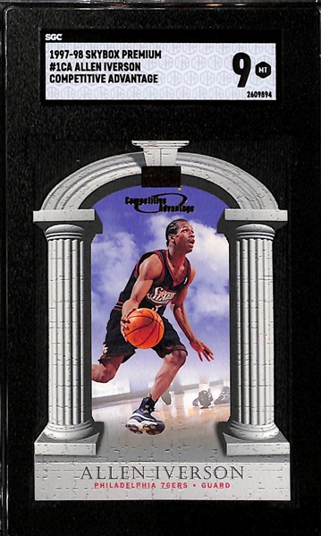 (3) 1997-98 Skybox Premium Golden Touch Insert Cards - Kobe Bryant, Allen Iverson, & Shaquille O'Neal - All Graded SGC 9