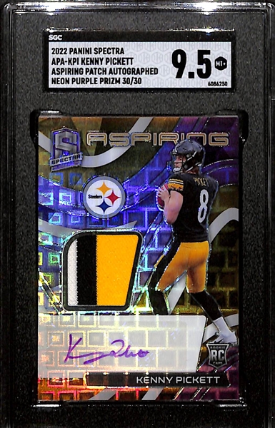 2022 Kenny Pickett Spectra Aspiring Patch Autograph #d 30/30 Graded SGC 9.5