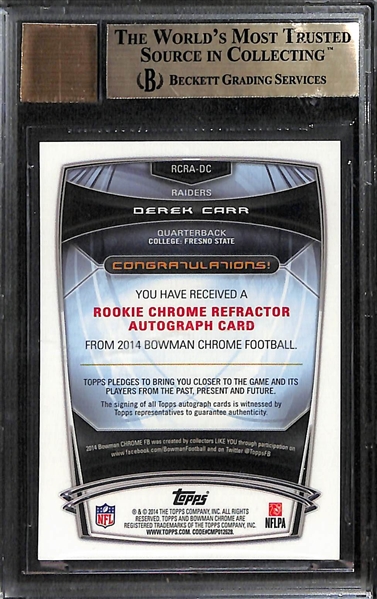 2014 Bowman Chrome Derek Carr Autograph Rookie Red Refractor Card Graded BGS 9.5 (#/25)
