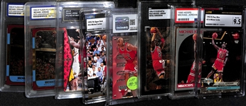 Lot of (8) Graded Michael Jordan Graded Basketball Cards w. 1994 SP # MJ1 GMA 9, 1992-93 Fleer Ultra # 216 CSG 9.5, 1990 Hoops # 65 PSA 9 and More 