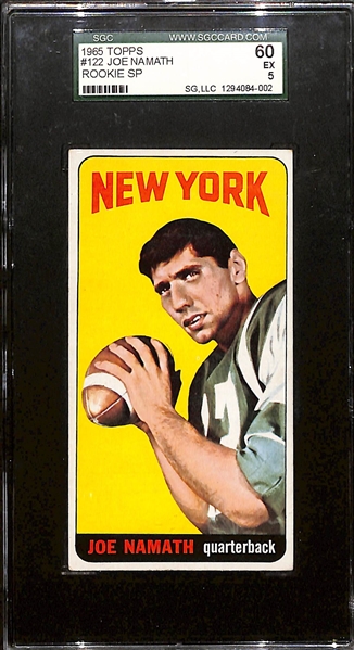 1965 Topps Joe Namath #122 Tall Boy Rookie Card Graded SGC 5