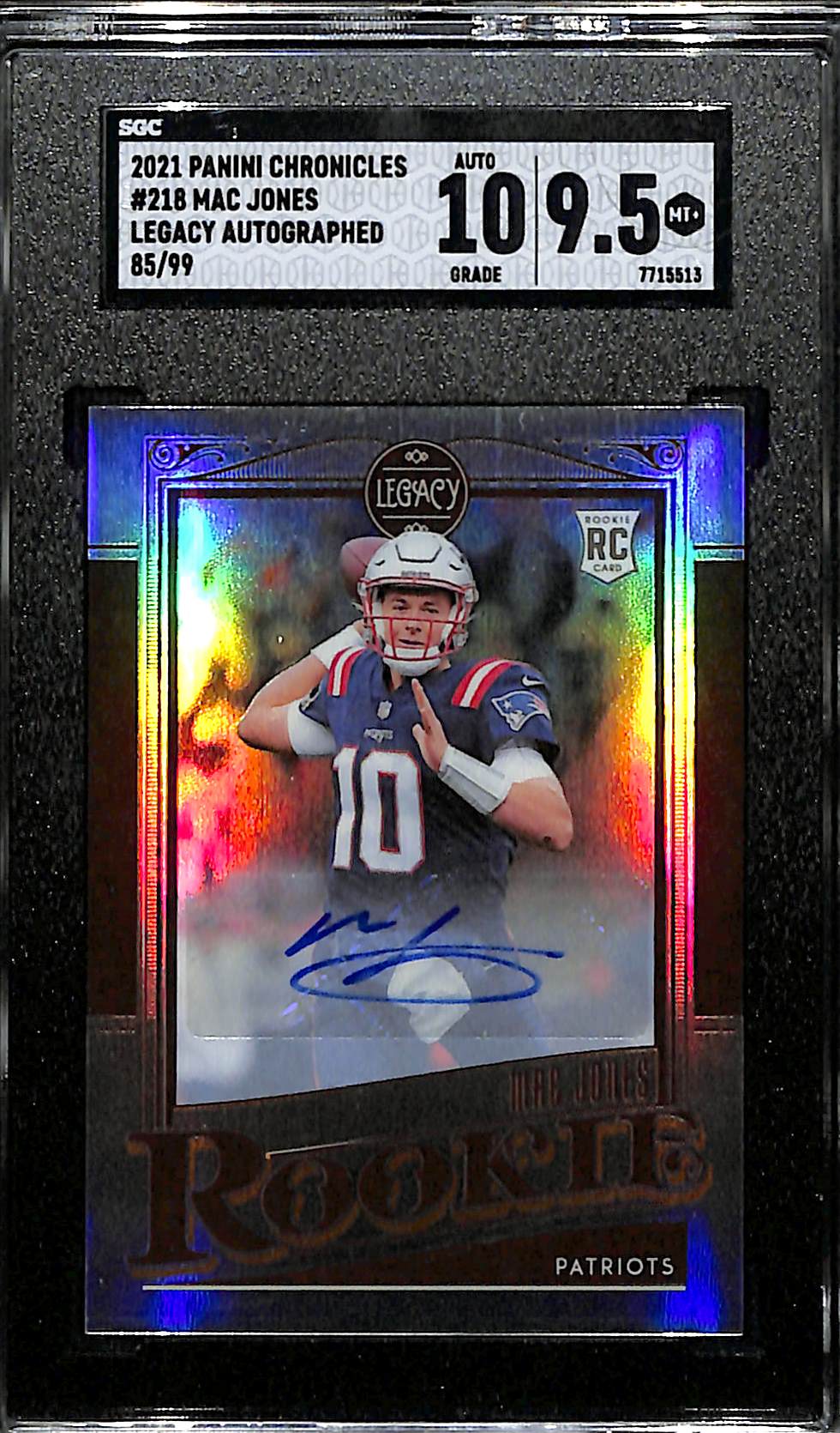 thumbnail image 2 of Mac Jones 2021 Leaf Prized Rookie Card #07 – Graded 10 By 1st Graded – Alabama / Patriots, NCAA/NFL 2 of 5
