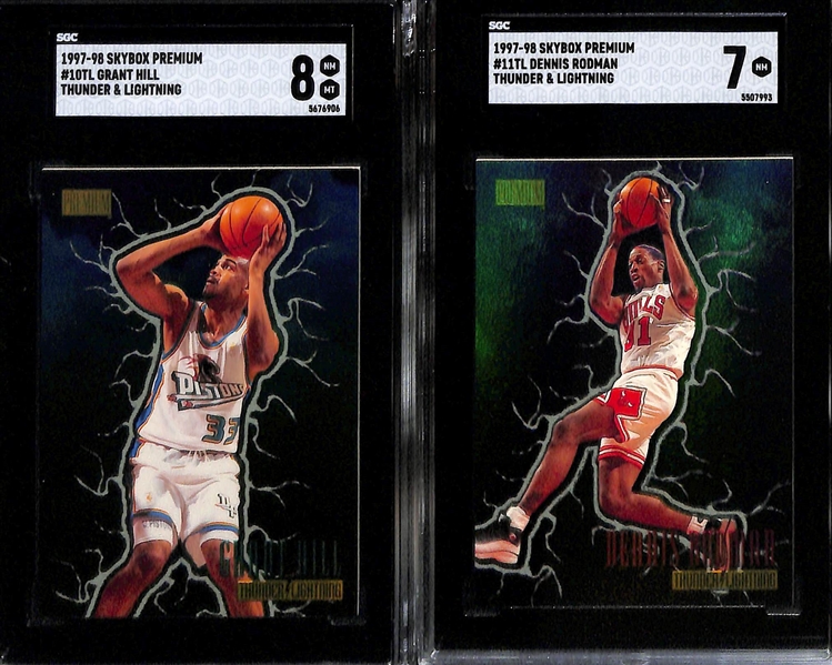 (8) Graded 1997-98 Skybox Premium Thunder & Lightning Inserts (Kobe. Shaq, Iverson, Pippen, Rodman, Hill, Hardaway, Garnett)