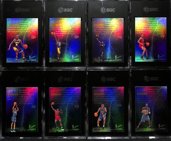 (8) Graded 1997-98 Skybox Premium Thunder & Lightning Inserts (Kobe. Shaq, Iverson, Pippen, Rodman, Hill, Hardaway, Garnett)