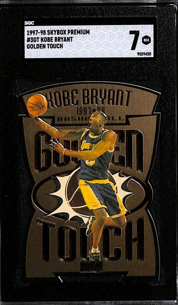 (2) 1997-98 Skybox Premium Golden Touch Insert Cards - Kobe Bryant & Shaquille O'Neal - Both Graded SGC 7
