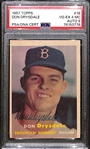 1957 Topps Don Drysdale Signed Rookie Card #18 Graded PSA 4 MC (Autograph Grade 9)