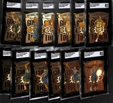 (12) Graded 1997-98 Skybox Premium Golden Touch Insert Cards - Iverson, Hardaway, Pippen, Rodman, Hill, Marbury, Garnett, +