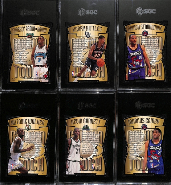 (12) Graded 1997-98 Skybox Premium Golden Touch Insert Cards - Iverson, Hardaway, Pippen, Rodman, Hill, Marbury, Garnett, +