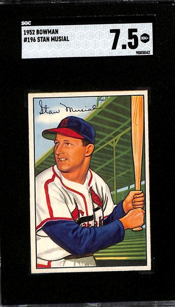 RARE High-Quality 1952 Bowman Stan Musial #196 Graded SGC 7.5