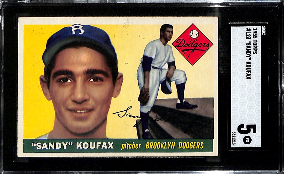 1955 Topps Sandy Koufax Rookie Card #123 Graded SGC 5