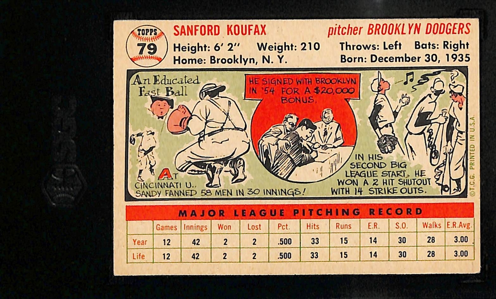 1956 Topps Sandy Koufax #79 Graded SGC 5