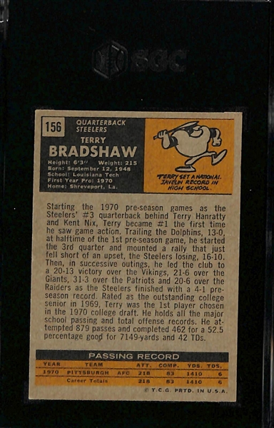 1971 Topps Terry Bradshaw Rookie Card #156 Graded SGC 6