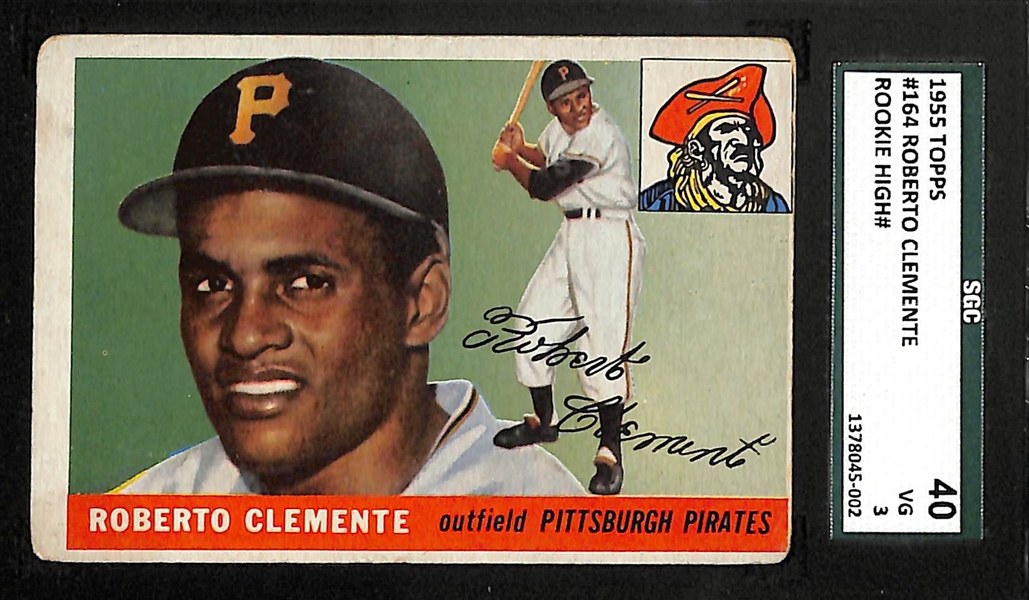 1955 Topps Roberto Clemente Rookie Card Graded SGC 3