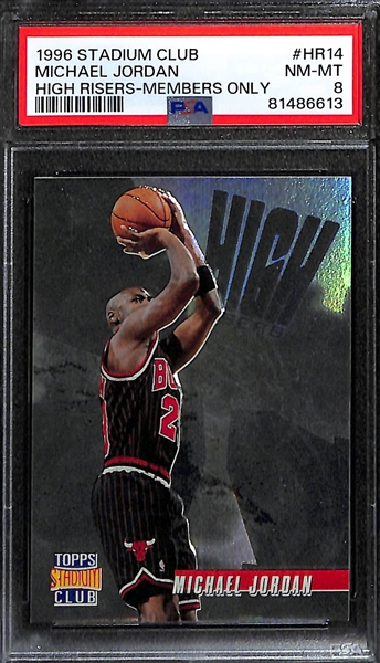 1996-97 Stadium Club Michael Jordan High Risers Members Only Insert Graded PSA 8