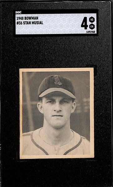 1948 Bowman Stan Musial Rookie Card #36 Graded SGC 4 (Nice Quality - Presents Better Than the Grade)