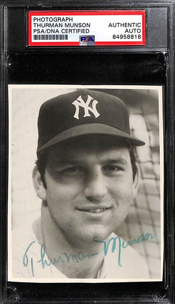 c. 1970s Thurman Munson Signed 4.5x3.5 Photo (PSA/DNA Slabbed)