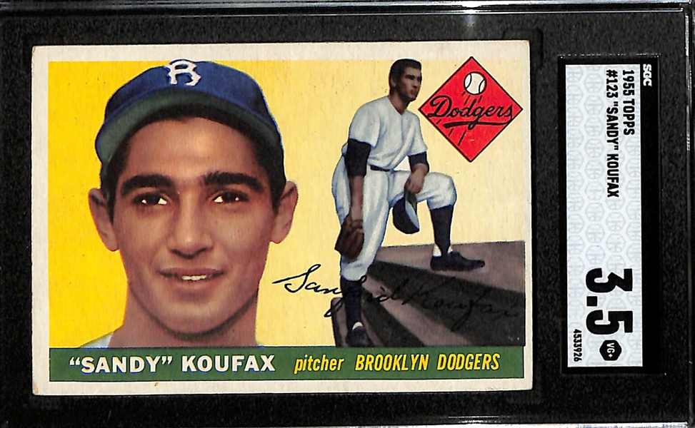1955 Topps Sandy Koufax Rookie Card #123 Graded SGC 3.5