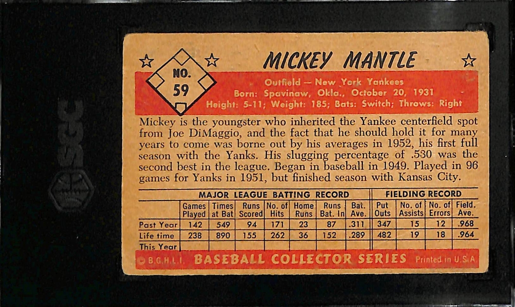 1953 Bowman Color Mickey Mantle #59 Graded SGC 1