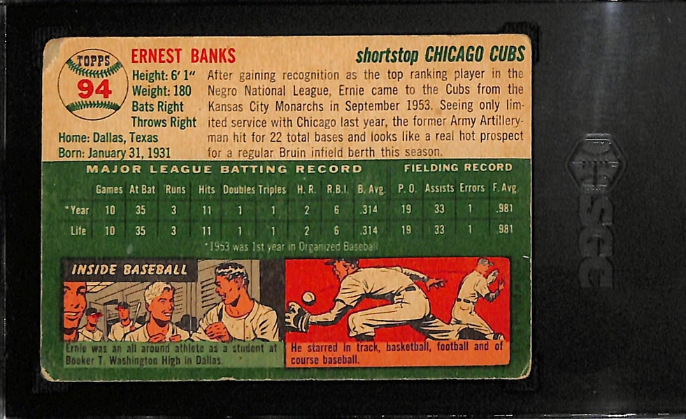 1954 Topps Ernie Banks Rookie Card #94 Graded SGC 1.5