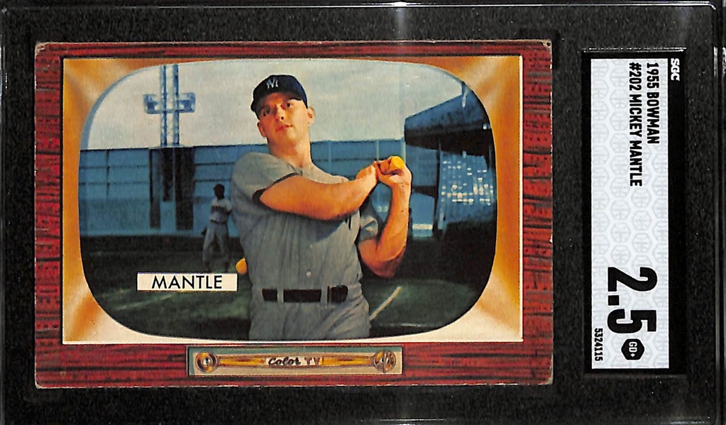 1955 Bowman Mickey Mantle #202 Graded SGC 2.5