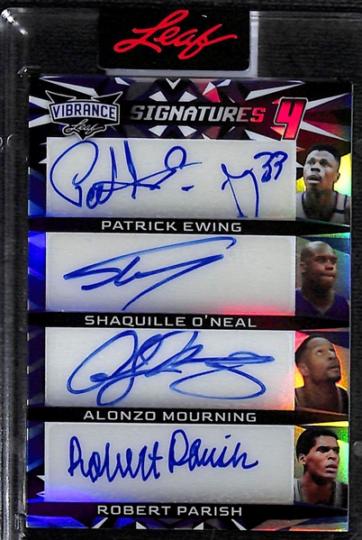2023 Leaf Vibrance Patrick Ewing/Shaquille O'Neal/Alonzo Mourning/Robert Parish Signatures 4 Autograph (#/10)