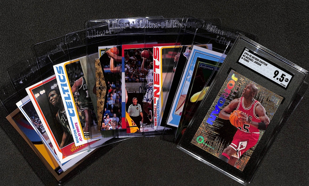 Basketball Card Lot w. 1994-95 Skybox Emotion Michael Jordan N-Tense Insert SGC 9.5 & Rookies of Bill Walton, Shaquille O'Neal, A. Hardaway, & Bernard King