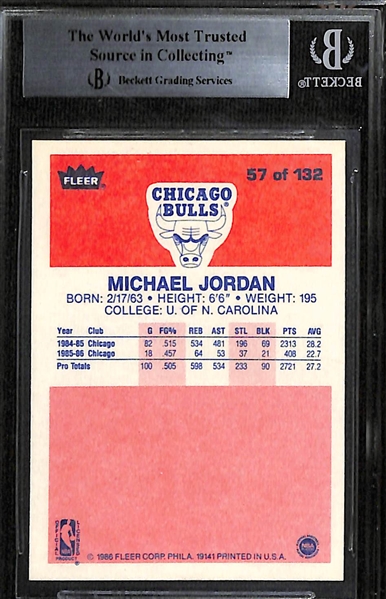 Pack Fresh 1986-87 Fleer Michael Jordan #57 Rookie Card Graded BGS 8.5 (With Two 9 Subgradesl!) - Rare NM-MT+ Michael Jordan Rookie!