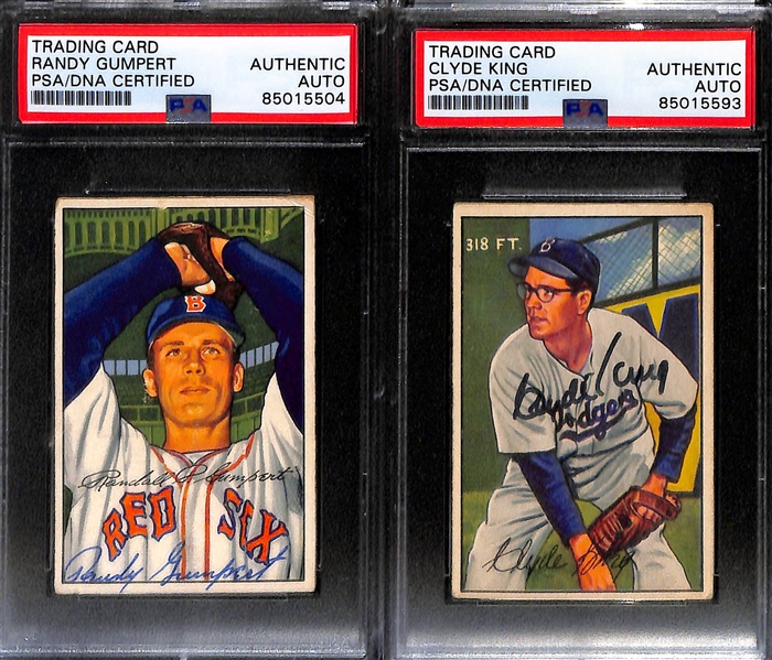 (6) 1951 & 1952 Bowman Signed Cards w. Ray Boone, (2) Jim Hegan, Steve Gromek, Randy Gumpert, and Clyde King. (PSA/DNA Certified) 