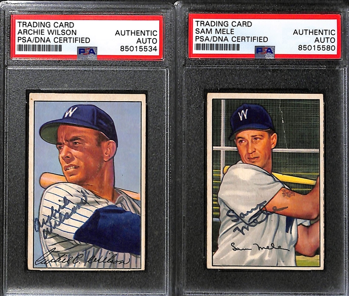 (5) 1952 Bowman Signed Cards w. Irv Noren, Archie Wilson, Sam Mele, Sid Hudson, and Gil Coan. (PSA/DNA Certified) 