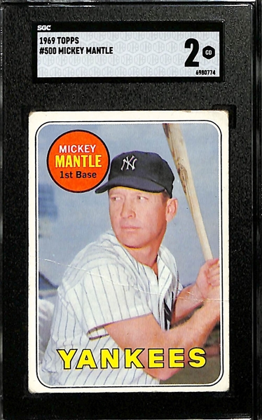 1969 Topps Mickey Mantle #500 Graded SGC 2
