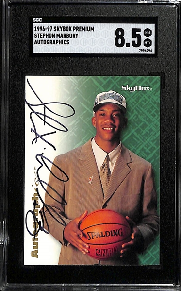 1996-97 Skybox Premium Stephon Marbury Autographics Autograph Rookie Card Graded SGC 8.5