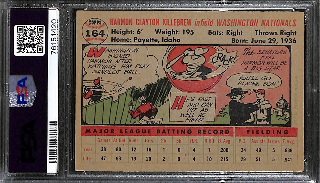 Signed 1956 Harmon Killebrew #164 - PSA Grade 4 (Auto Grade 10)