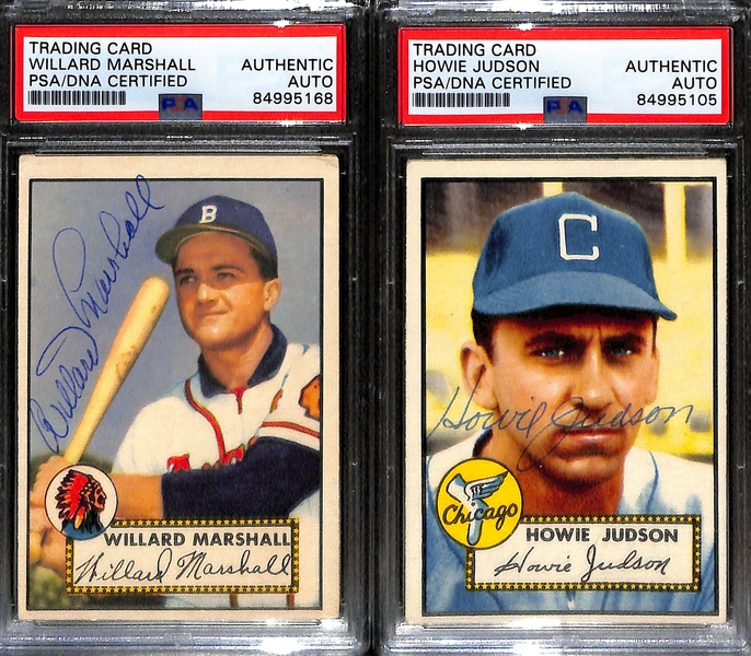 (6) 1952 Topps Signed Cards w. Walt Masterson, Bill MacDonald, Joe Tipton, Hank Sauer, Willard Marshall, and Howie Judson. (PSA/DNA Certified)