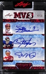 2023 Leaf Superlative Joe Theismann/Lawrence Taylor/Joe Montana MV3 Triple Autograph Card Red (#/15)