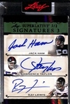2023 Leaf Superlative Jack Ham/Lawrence Taylor/Ray Lewis MV3 Triple Autograph Card Black (#/3)