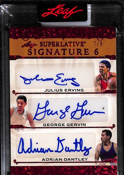 2023 Leaf Superlative Julius Erving/George Gervin/Adrian Dantley/Rick Barry/Bob Mcadoo/Bill Walton Signatures 6 Autograph (#/8)