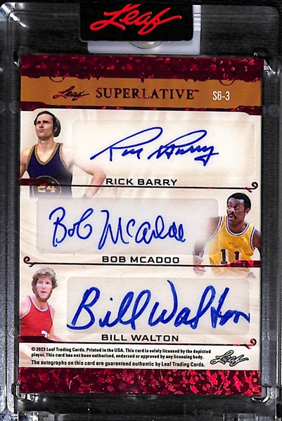 2023 Leaf Superlative Julius Erving/George Gervin/Adrian Dantley/Rick Barry/Bob Mcadoo/Bill Walton Signatures 6 Autograph (#/8)