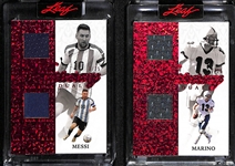 Lot of (2) Leaf Superlative Aristocracy Jersey Patch Cards- Lionel Messi (#/25), Dan Marino (#/25)