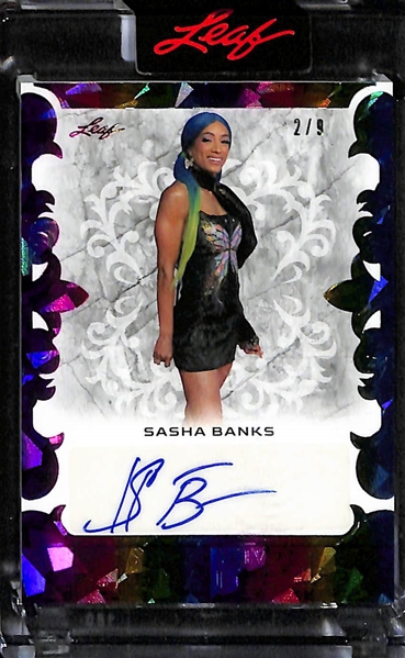 Lot of (3) 2023 Leaf Superlative Mixed Sport Cards inc. Demar DeRozan/Damian Lillard Dual Autograph (#/7), Sasha Banks Autograph (#/9),+