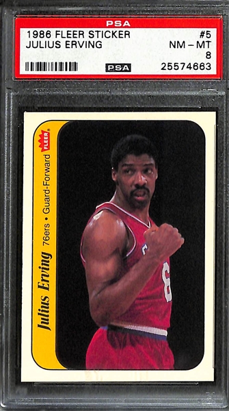 Lot of (2) PSA Graded 1986-97 Fleer Basketball Cards- Julius Erving Sticker (PSA 8), Joe Dumars Rookie (PSA 8)