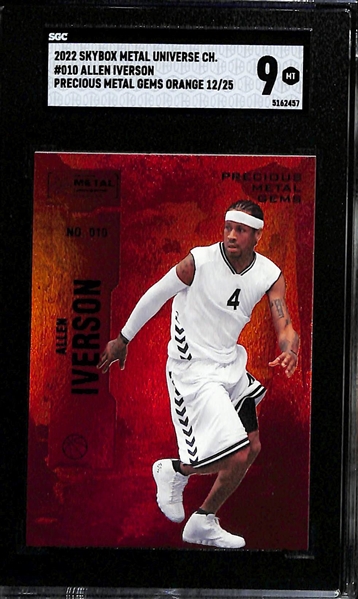 2022 Skybox Metal Universe Champions Allen Iverson Precious Metal Gems Orange Graded SGC 9 (#/25)