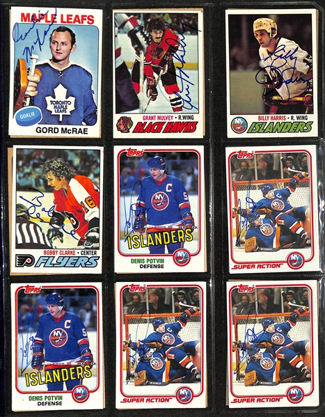 Lot of Over (390) Signed Ice Hockey Cards w. (5) Dennis Potvin, (1) Bobby Clarke, (5) Bill Barber, (7) Marcel Dionne, (8) Guy Lafleur, Bill Smith, + (JSA Auction Letter)