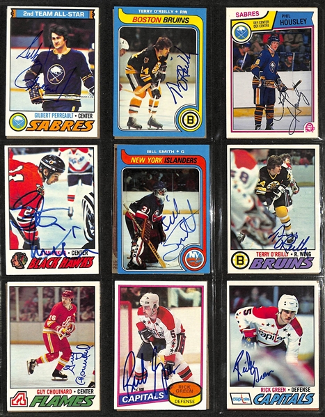 Lot of Over (390) Signed Ice Hockey Cards w. (5) Dennis Potvin, (1) Bobby Clarke, (5) Bill Barber, (7) Marcel Dionne, (8) Guy Lafleur, Bill Smith, + (JSA Auction Letter)